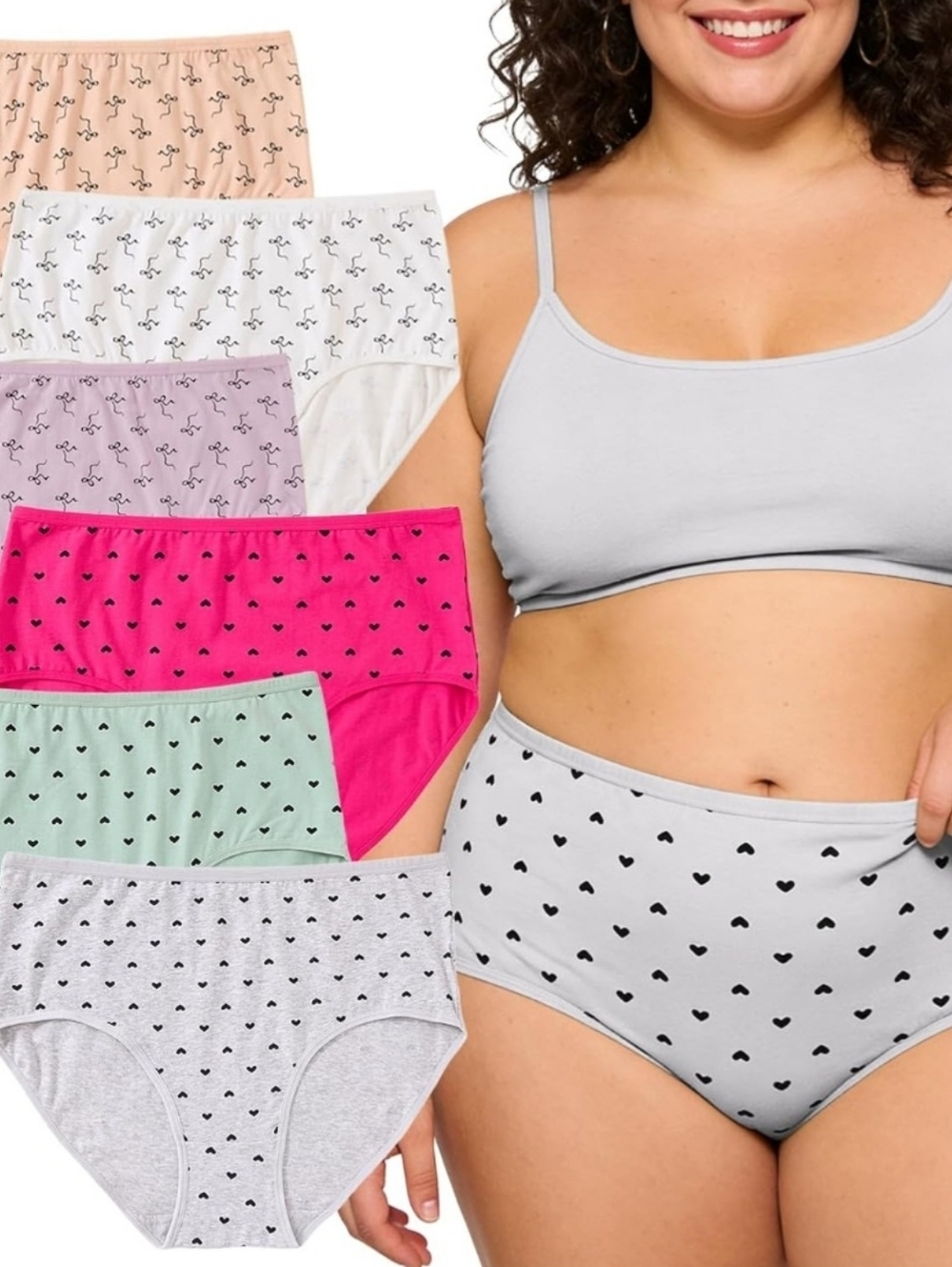 NWT Plus Size XL Cotton High Waist Briefs 6 Pack Tummy Control Underwear Set